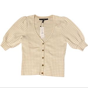 NWT White House Black Market Cropped Short Sleeve Sweater SZ S